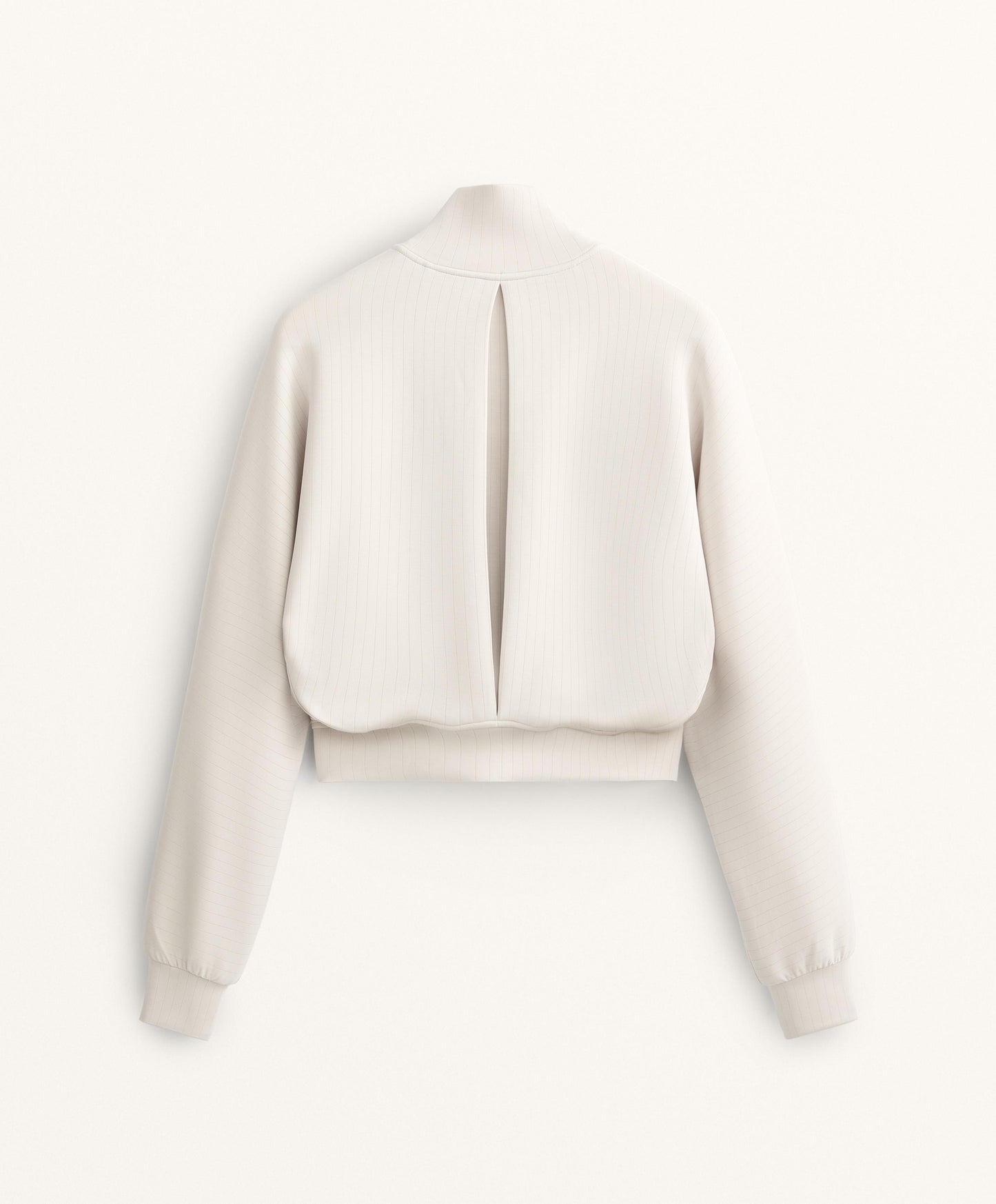 Striped high neck jacket with soft touch modal
