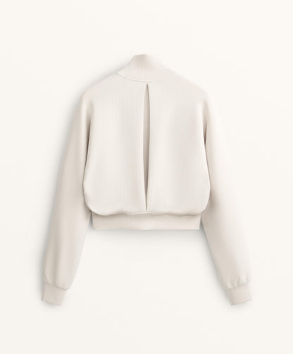 Striped high neck jacket with soft touch modal