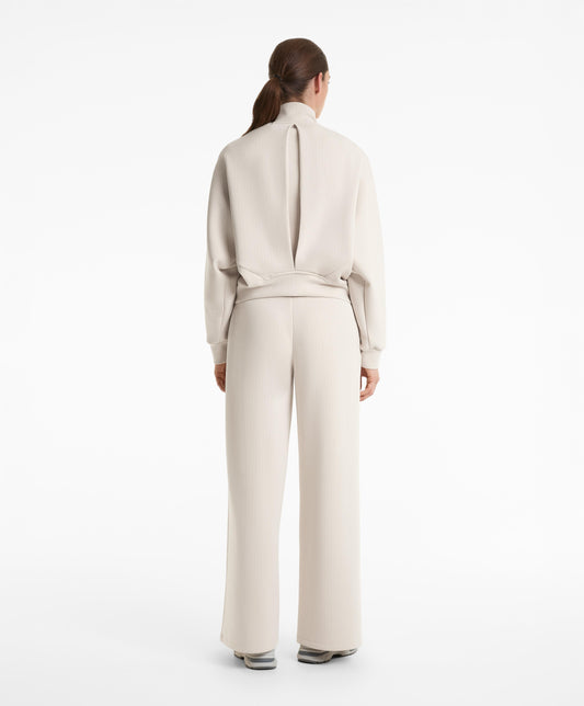 Striped high neck jacket with soft touch modal