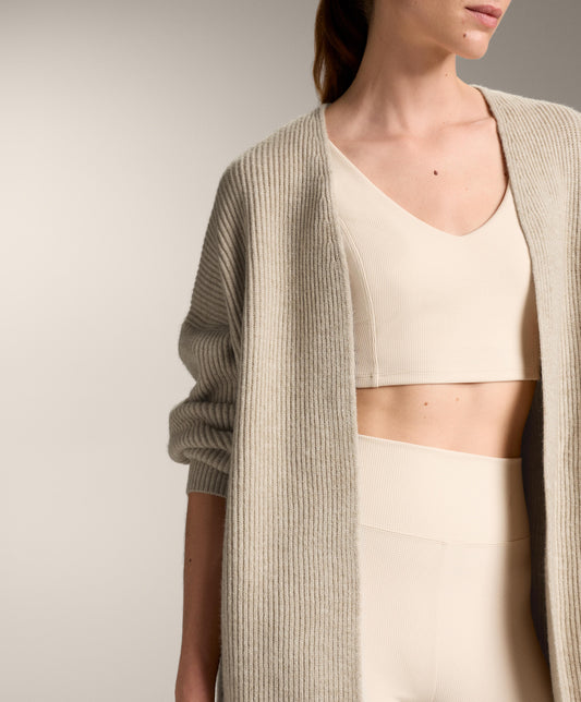 Long ribbed knit cardigan