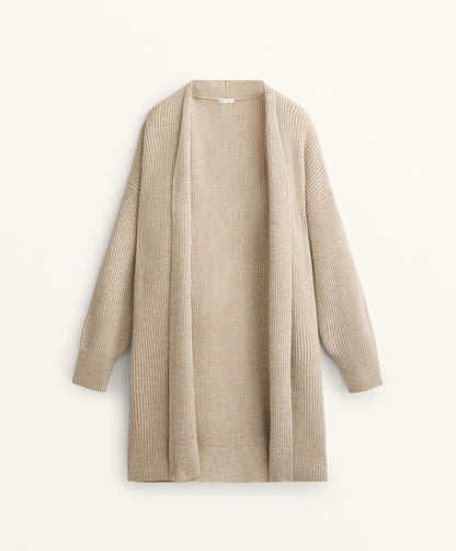Long ribbed knit cardigan