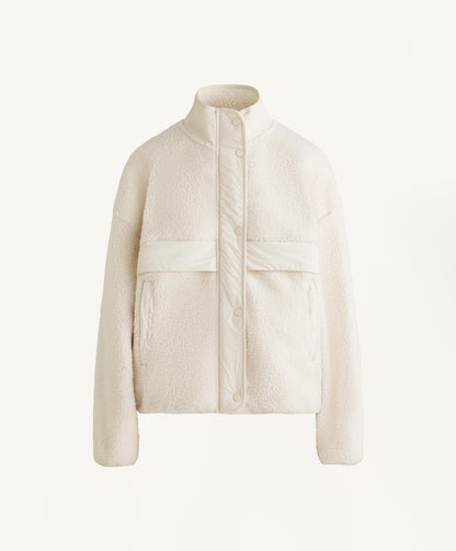 Light faux-shearling bomber jacket