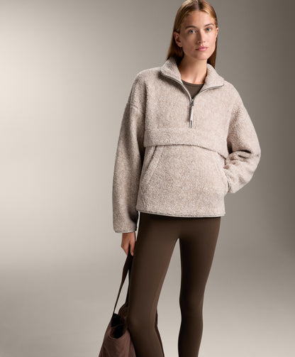 Faux-shearling sweatshirt with front pocket