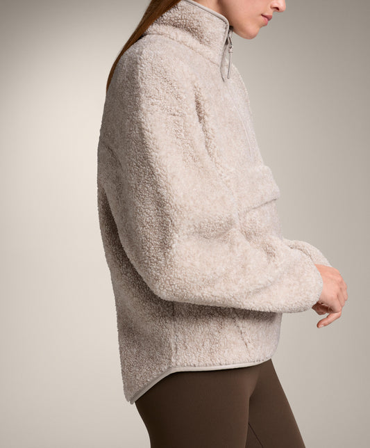 Faux-shearling sweatshirt with front pocket