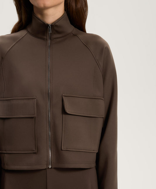 Neoprene-effect jacket with pockets