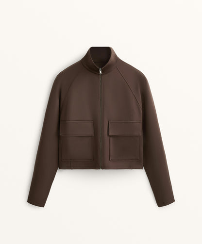 Neoprene-effect jacket with pockets