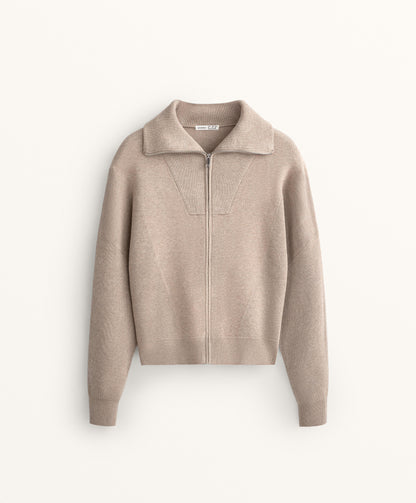 Rib collar knit jacket
