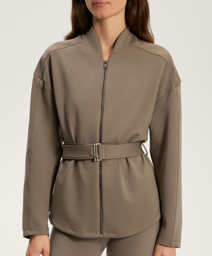 Neoprene-effect jacket with belt