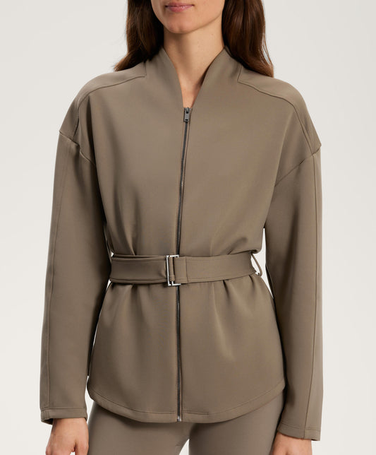 Neoprene-effect jacket with belt