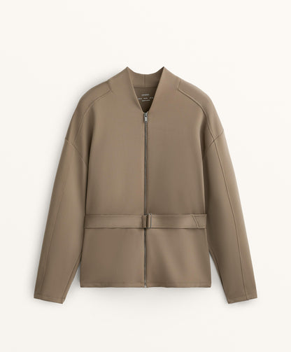 Neoprene-effect jacket with belt