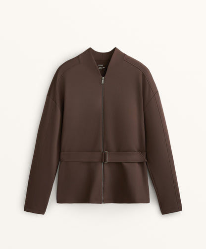 Neoprene-effect jacket with belt