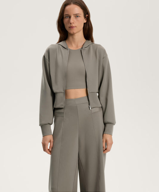 Neoprene Effect Hooded Jacket