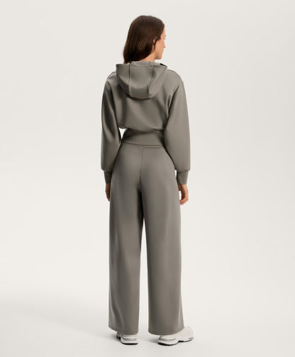 Neoprene Effect Hooded Jacket