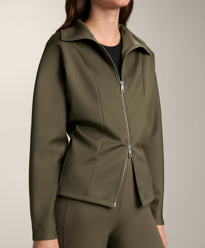 Double zip neoprene-effect jacket