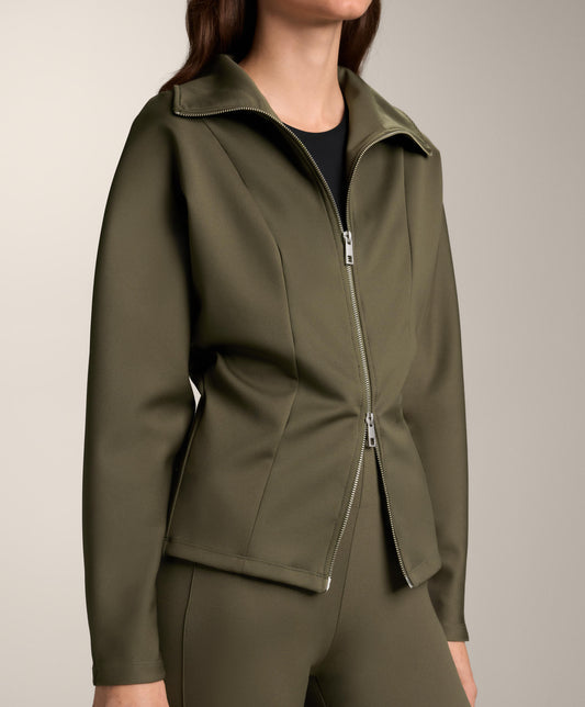 Double zip neoprene-effect jacket