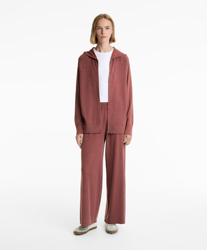 Long hooded knit jacket