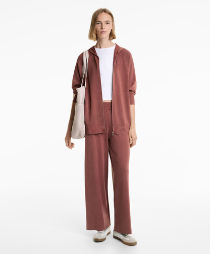 Long hooded knit jacket