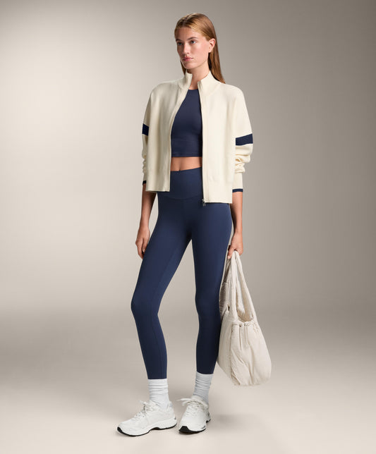 Contrast sleeve knit jacket