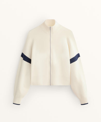 Contrast sleeve knit jacket