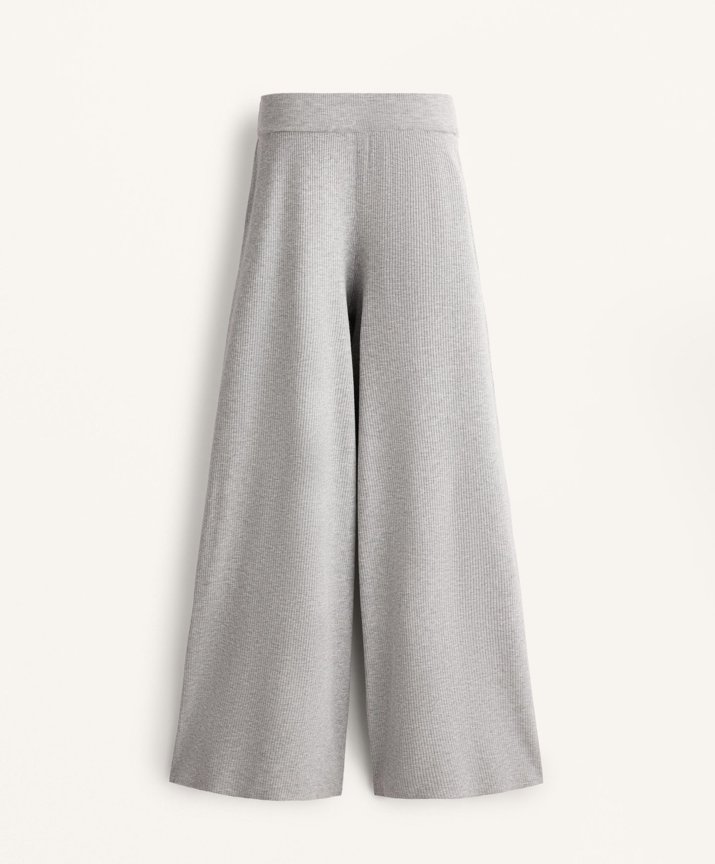 Wide-leg rib knit trousers