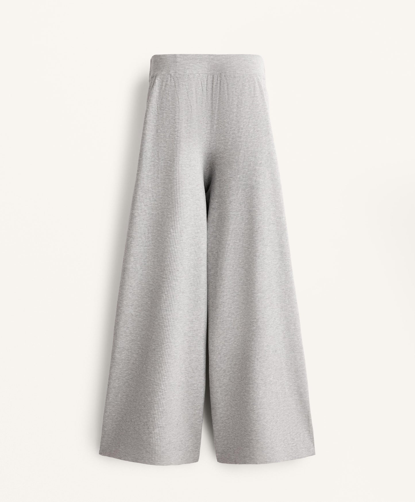 Wide-leg rib knit trousers