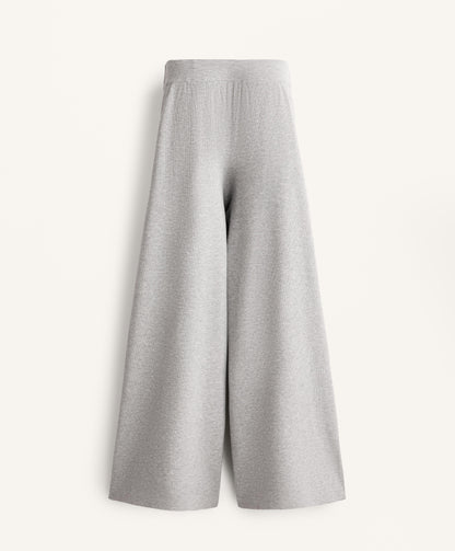 Wide-leg rib knit trousers