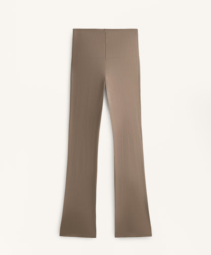High-rise Compressive core control block stripe flare trousers