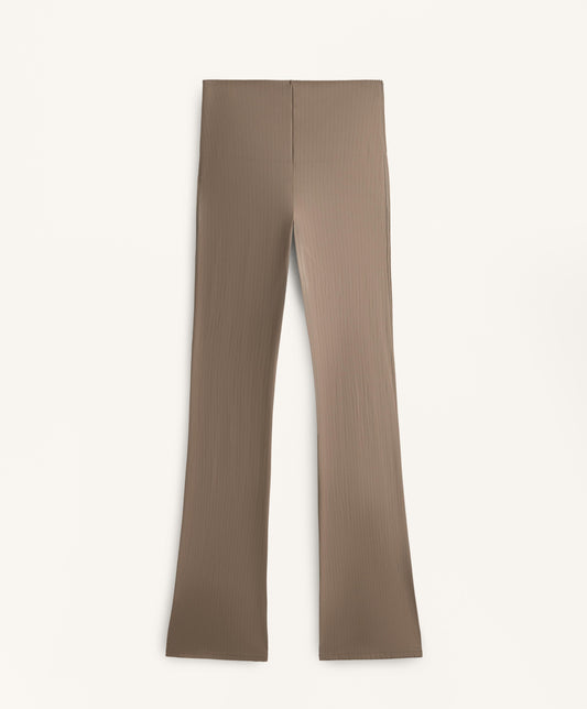 High-rise Compressive core control block stripe flare trousers