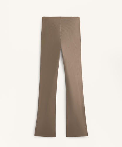 High-rise Compressive core control block stripe flare trousers