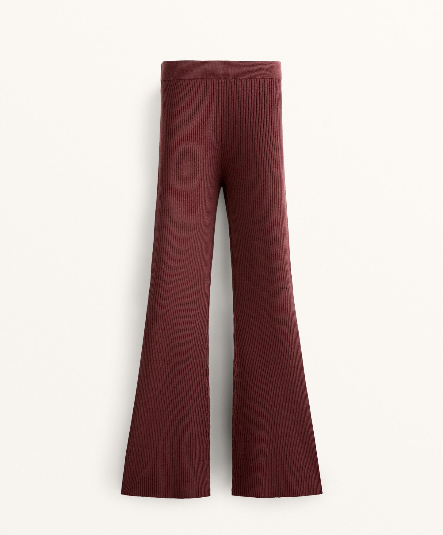 Flare rib knit trousers