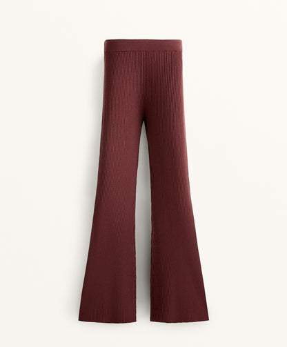 Flare rib knit trousers