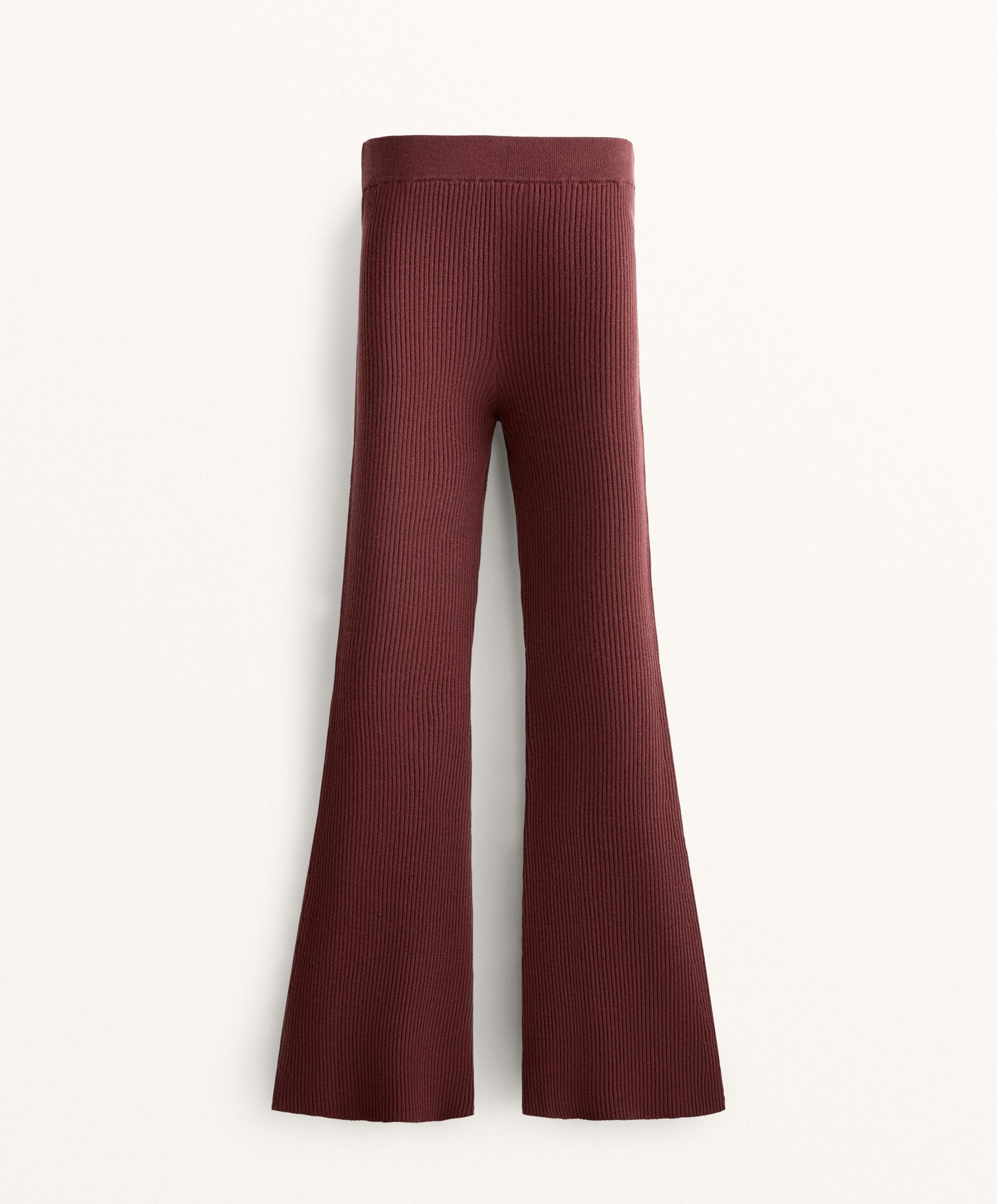 Flare rib knit trousers