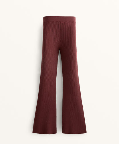 Flare rib knit trousers