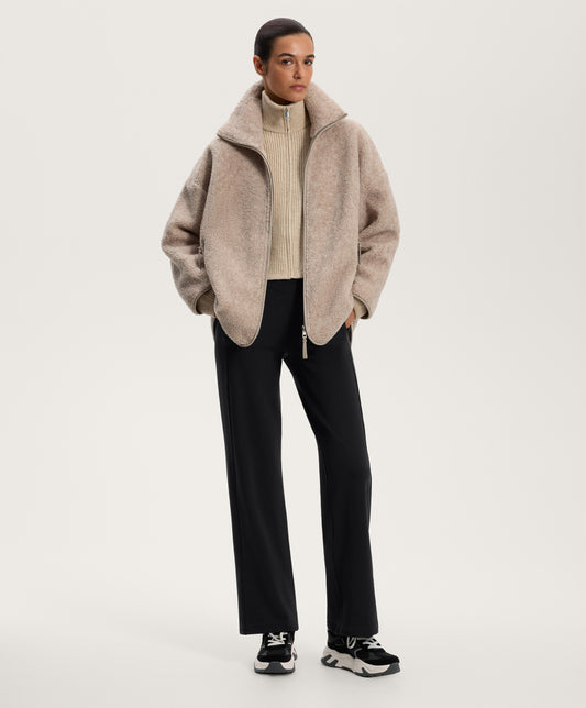 High-rise warm straight-leg trousers