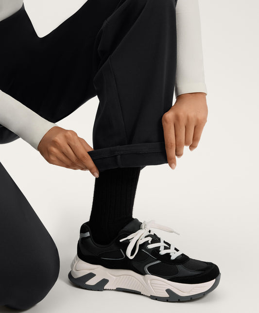 High-rise warm straight-leg trousers