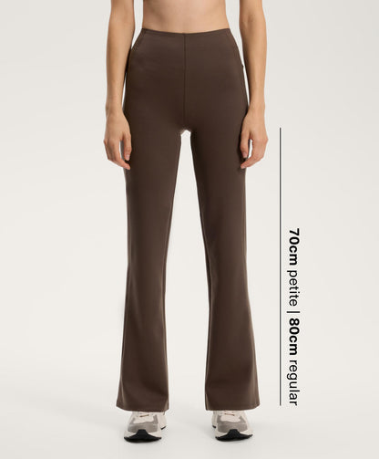 Neoprene-effect high-rise flare trousers
