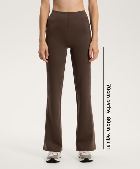 Neoprene-effect high-rise flare trousers