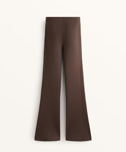 Neoprene-effect high-rise flare trousers