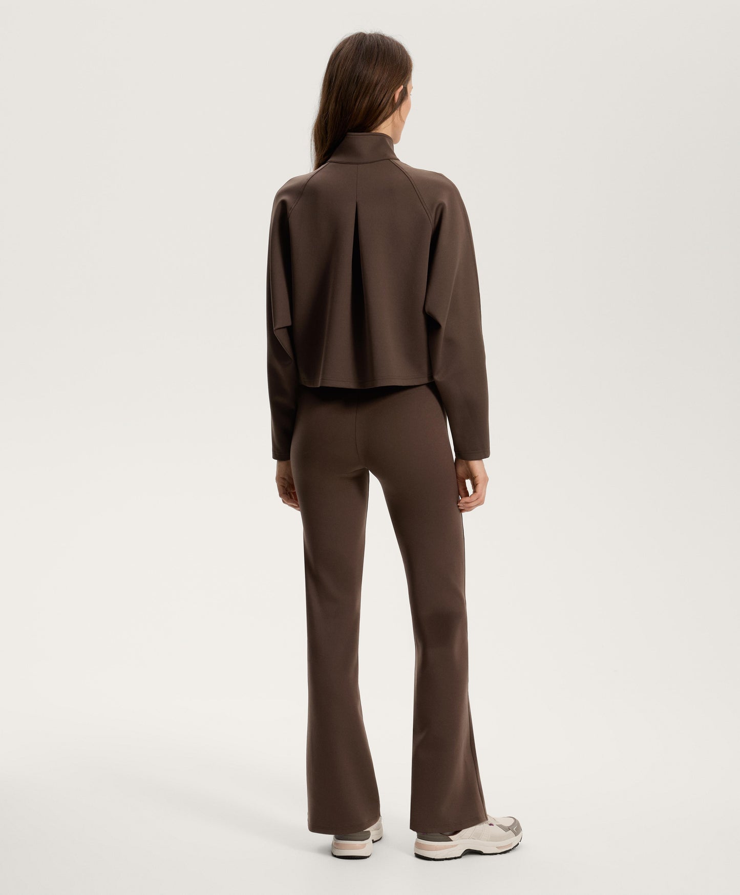 Neoprene-effect high-rise flare trousers