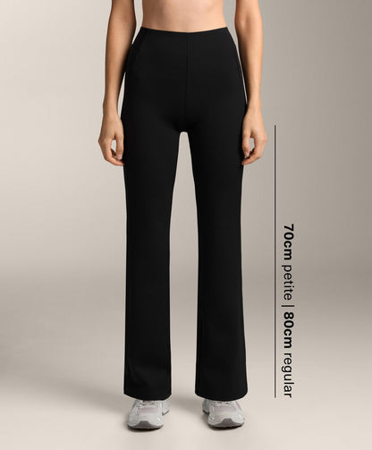 Neoprene-effect high-rise flare trousers