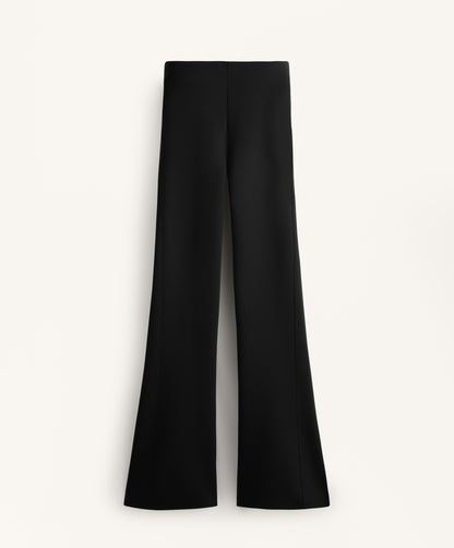 Neoprene-effect high-rise flare trousers