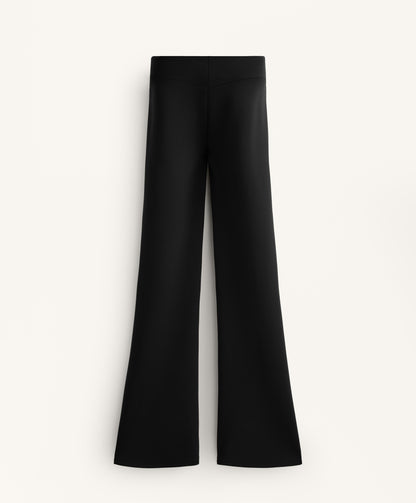 Neoprene-effect high-rise flare trousers