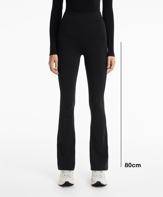 High rise warm flare trousers with pockets