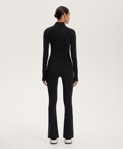 High rise warm flare trousers with pockets