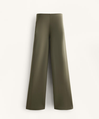 Neoprene-effect straight-leg trousers