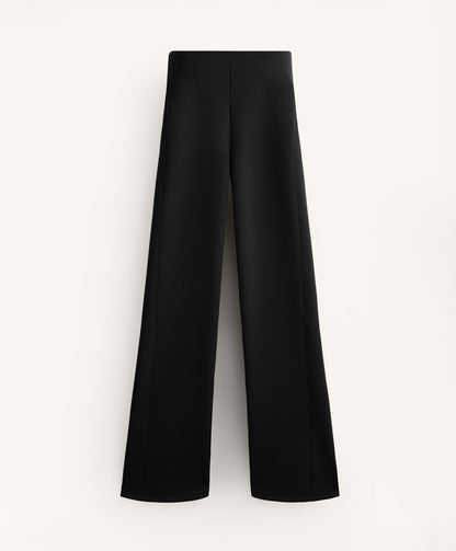 Neoprene-effect straight-leg trousers