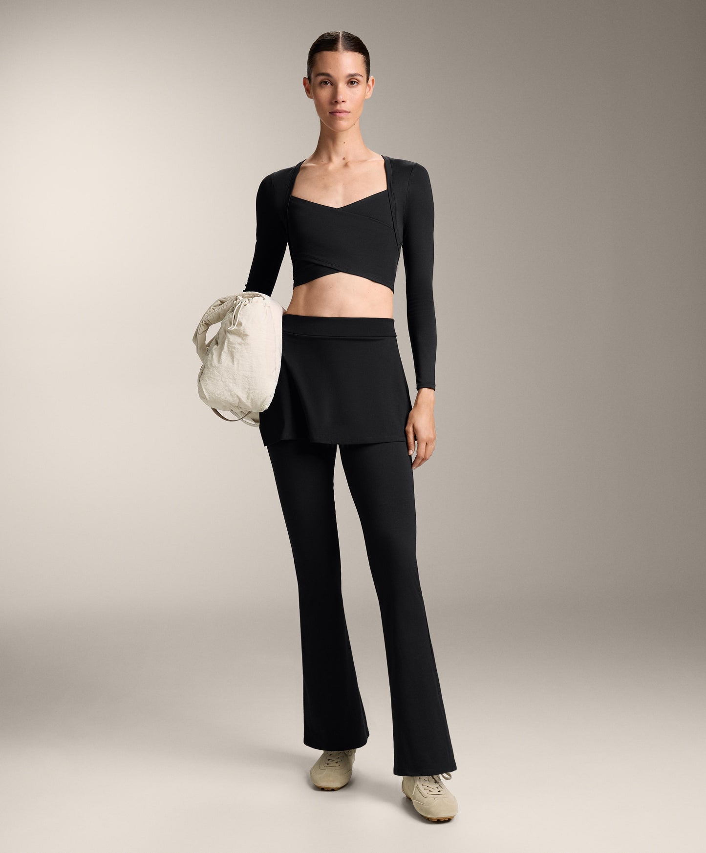 Comfortlux high-waisted flare trousers with skirt
