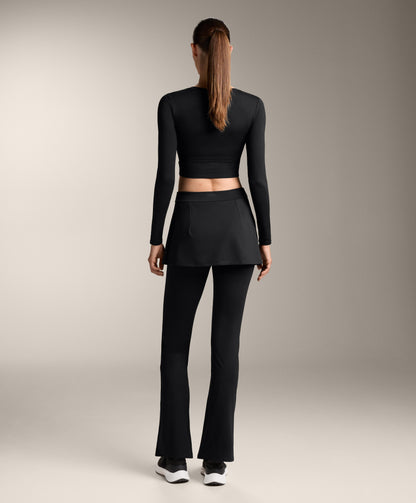 Comfortlux high-waisted flare trousers with skirt