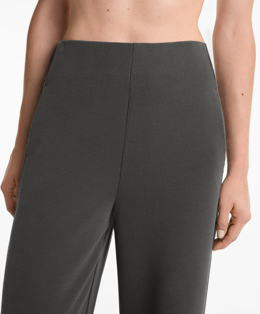 High-waisted wide-leg rib trousers 29% modal