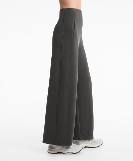 High-waisted wide-leg rib trousers 29% modal